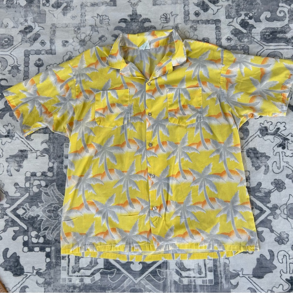 Tropicana Vintage 1980s Palm Tree Hawaiian Shirt Size Large